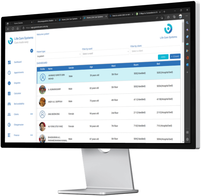Desktop view of Life Care Systems